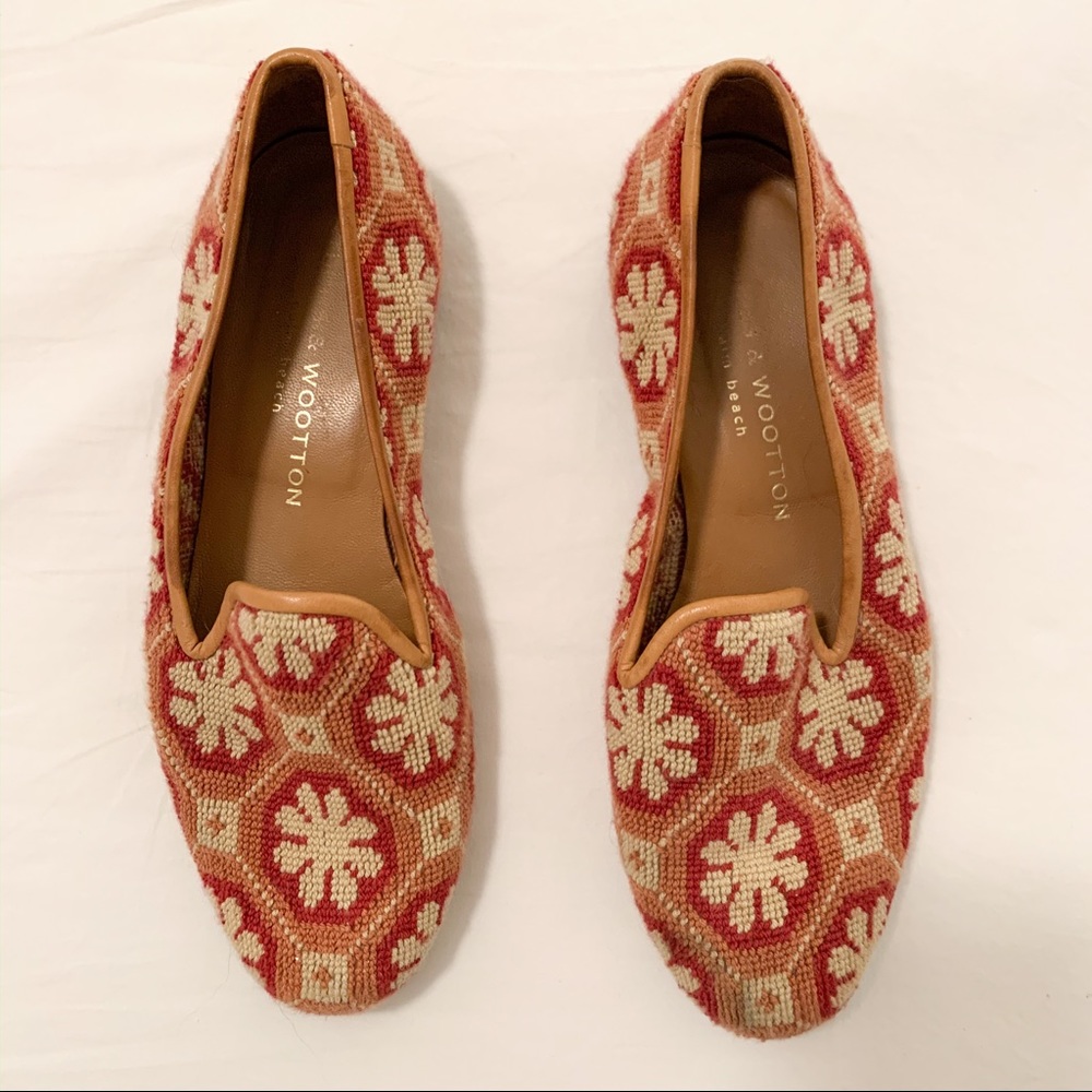 Stubbs & Wootton Pink Needlepoint Loafers, 6
